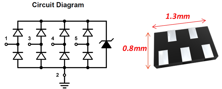 Figure 1. AZ1743-04F Internal circuit and package schematic